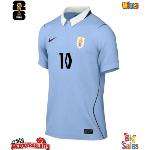 Uruguay Giorgian de Arrascaeta #10 Replica Home Stadium Shirt for Women World Cup 2026 Short Sleeve